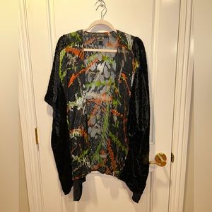Mia Wear Velvet and Rayon Stunning Print Cardigan